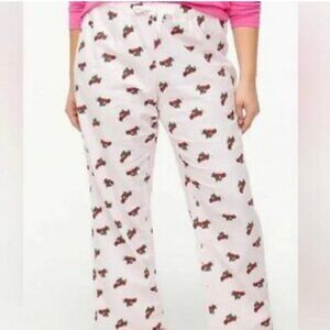 J Crew Factory Flannel Sleepwear Pants Red Car Christmas Tree Pink Size M